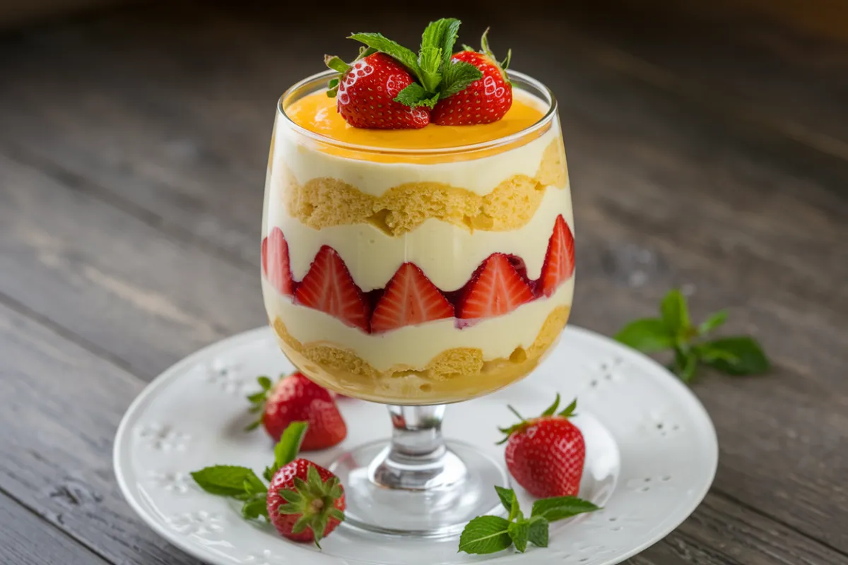 garnish lemon strawberry trifle