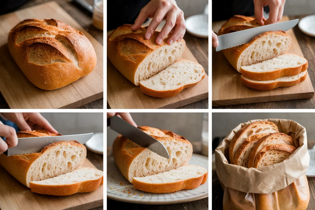 Cutting Ciabatta Bread