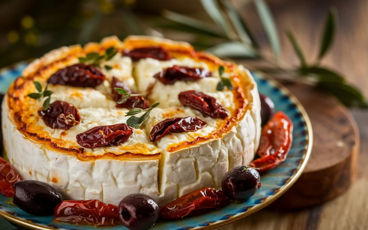 Baked Feta with Olives and Sun-Dried Tomatoes