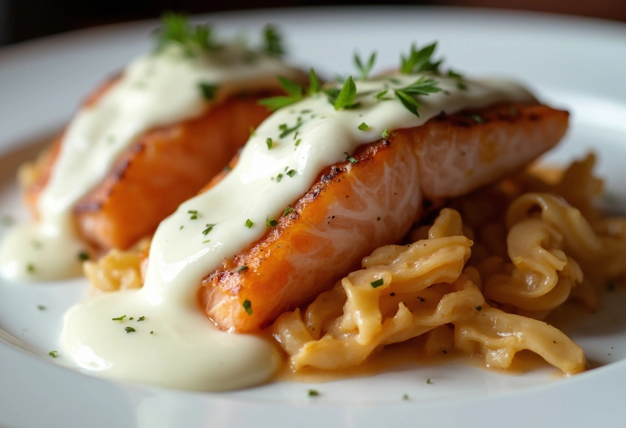 Salmon appetizer with cream sauce