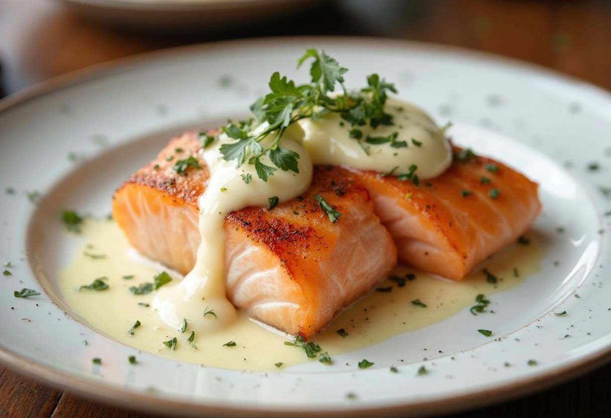 Garlic cream salmon bites