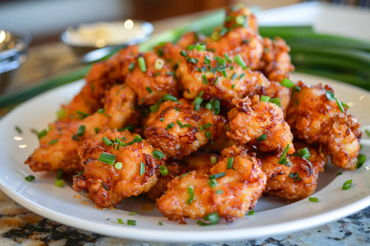 Perfectly fried chicken with garlic dipping sauce